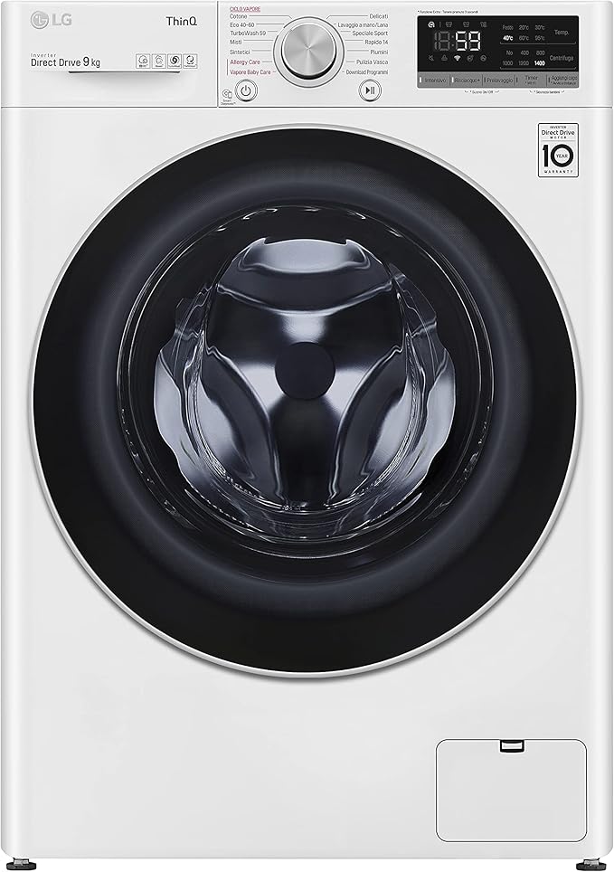 LG F4WV509S1E 9 kg AI DD™ – Intelligente Inverter-Waschmaschine mit Hygienedampffunktion, WiFi und TurboWash™