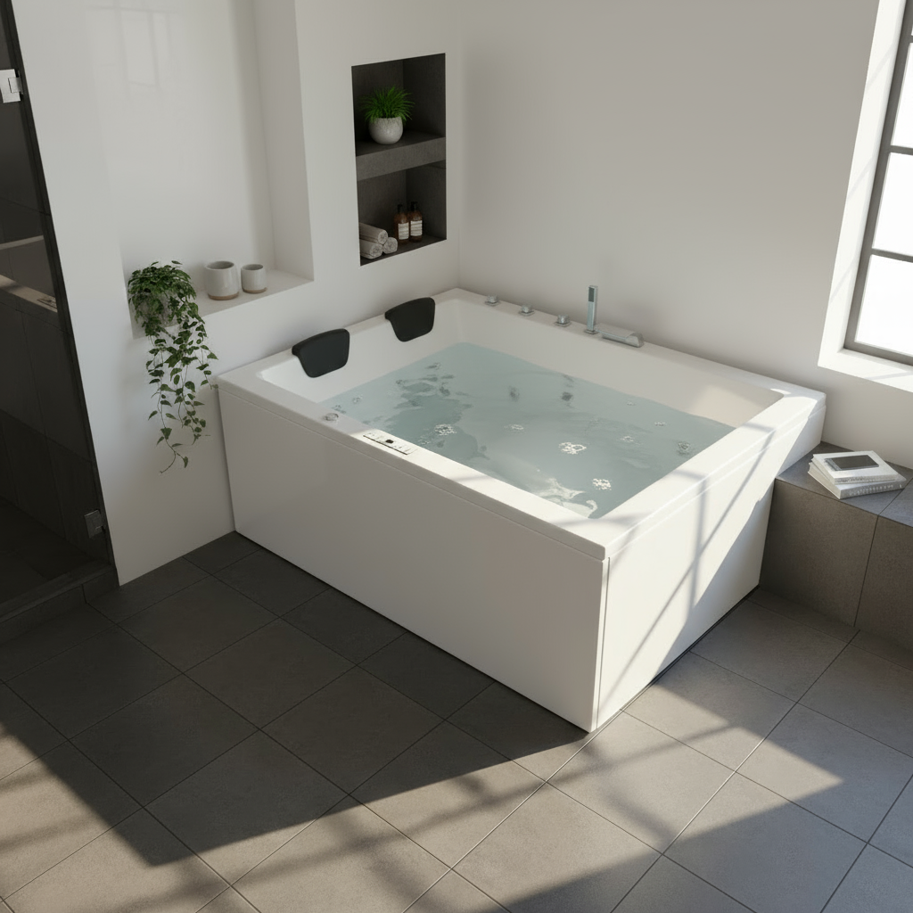 Dynasty XL Whirlpool Badewanne – 24 Massagedüsen, LED, Ozon & Heizung