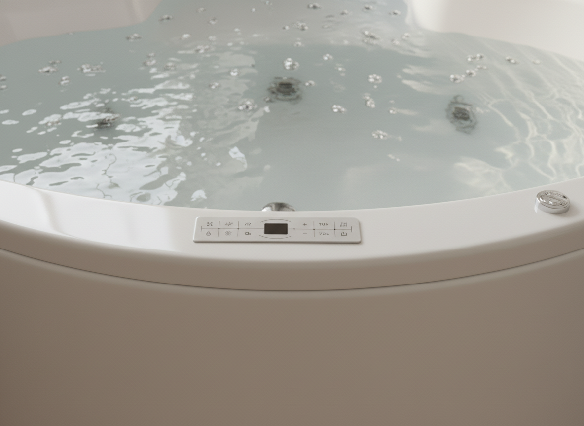 RIO Indoor Eck-Whirlpool Badewanne – 21 Massagedüsen, LED, Ozon & Heizung
