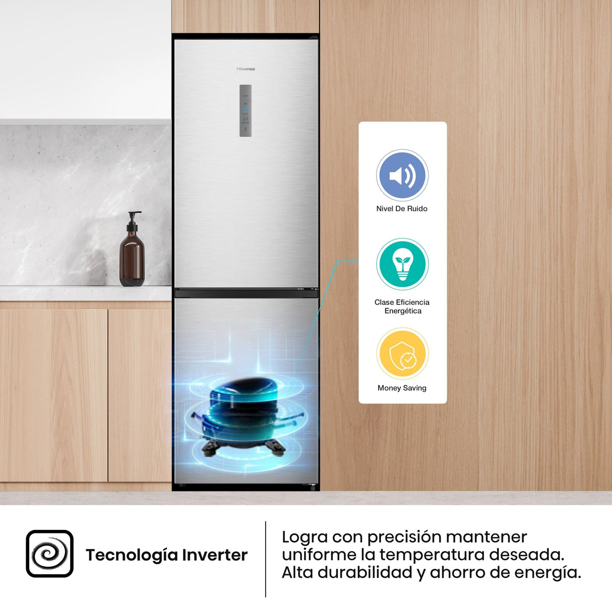 Hisense – No-Frost-Kühl-Gefrierkombination mit 304 Litern und Inverter-Technologie