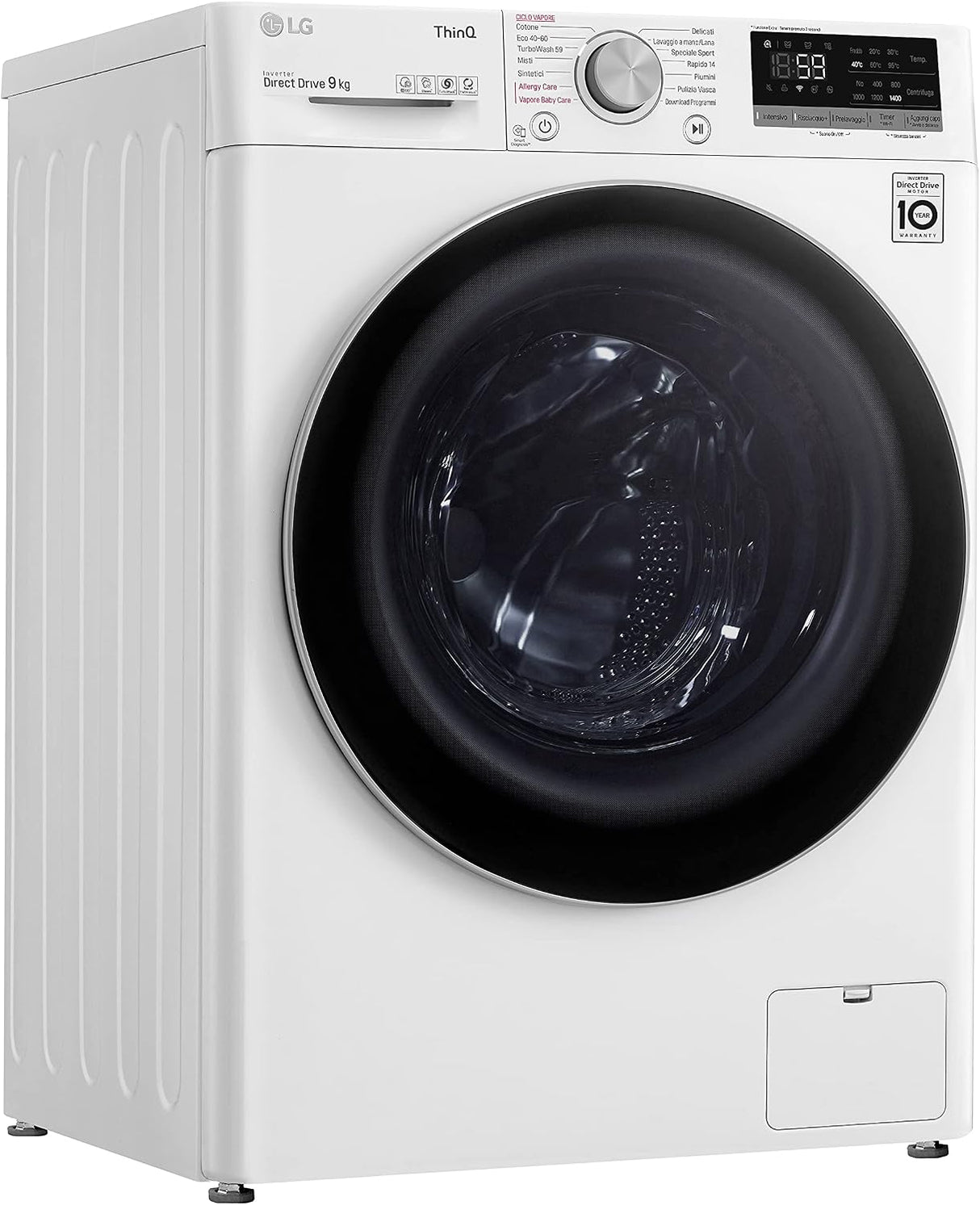 LG F4WV509S1E 9 kg AI DD™ – Intelligente Inverter-Waschmaschine mit Hygienedampffunktion, WiFi und TurboWash™