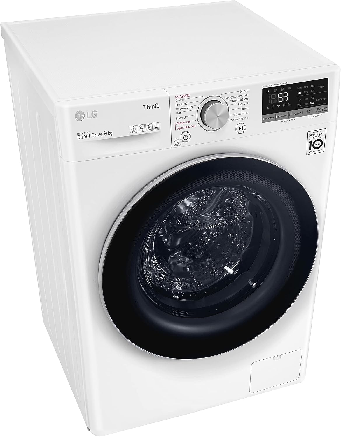 LG F4WV509S1E 9 kg AI DD™ – Intelligente Inverter-Waschmaschine mit Hygienedampffunktion, WiFi und TurboWash™