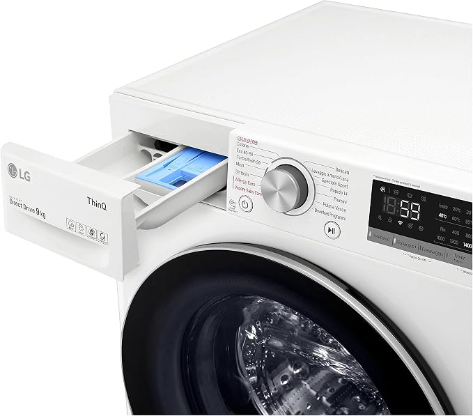 LG F4WV509S1E 9 kg AI DD™ – Intelligente Inverter-Waschmaschine mit Hygienedampffunktion, WiFi und TurboWash™