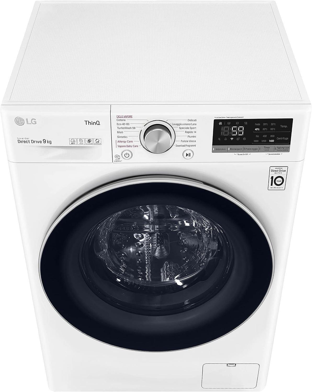 LG F4WV509S1E 9 kg AI DD™ – Intelligente Inverter-Waschmaschine mit Hygienedampffunktion, WiFi und TurboWash™