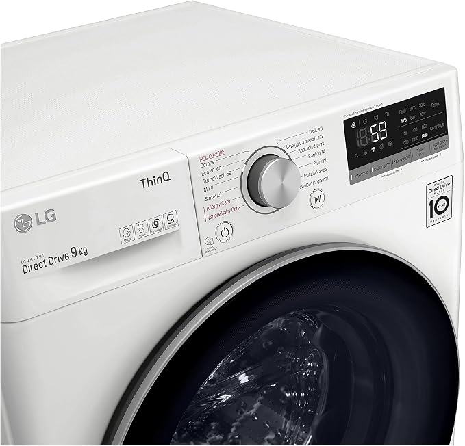 LG F4WV509S1E 9 kg AI DD™ – Intelligente Inverter-Waschmaschine mit Hygienedampffunktion, WiFi und TurboWash™