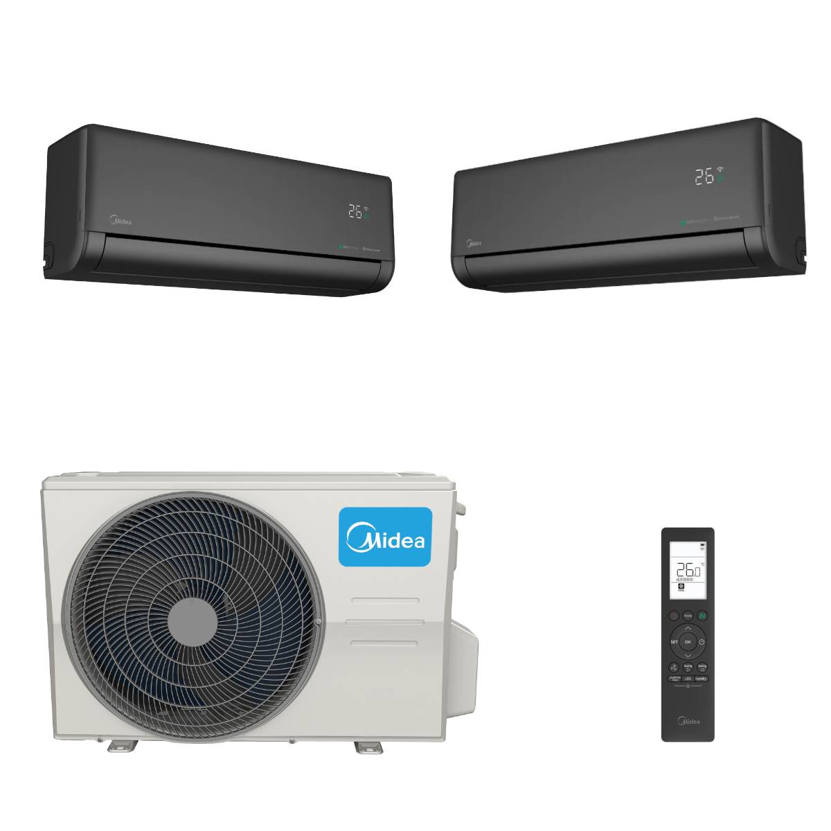 MIDEA Solstice 12/18 Duo Split Klimaanlagen Set Schwarz
