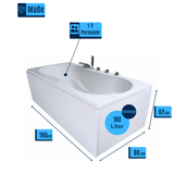 Trento Badewanne für 2 Personen - LED Ambiente, Wasserfall und Kopfstützen