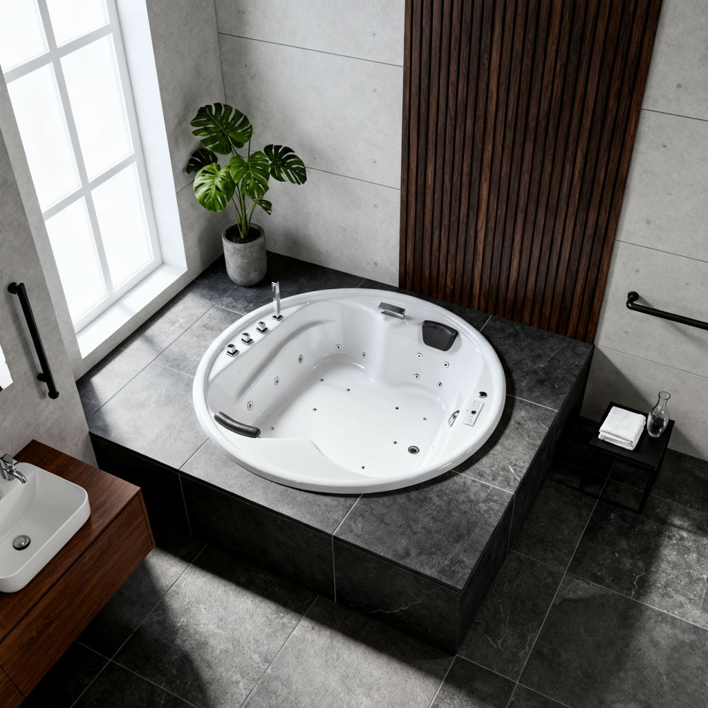 Vidal-XXL Indoor Whirlpool Badewanne – 28 Massagedüsen, LED, Ozon & Heizung