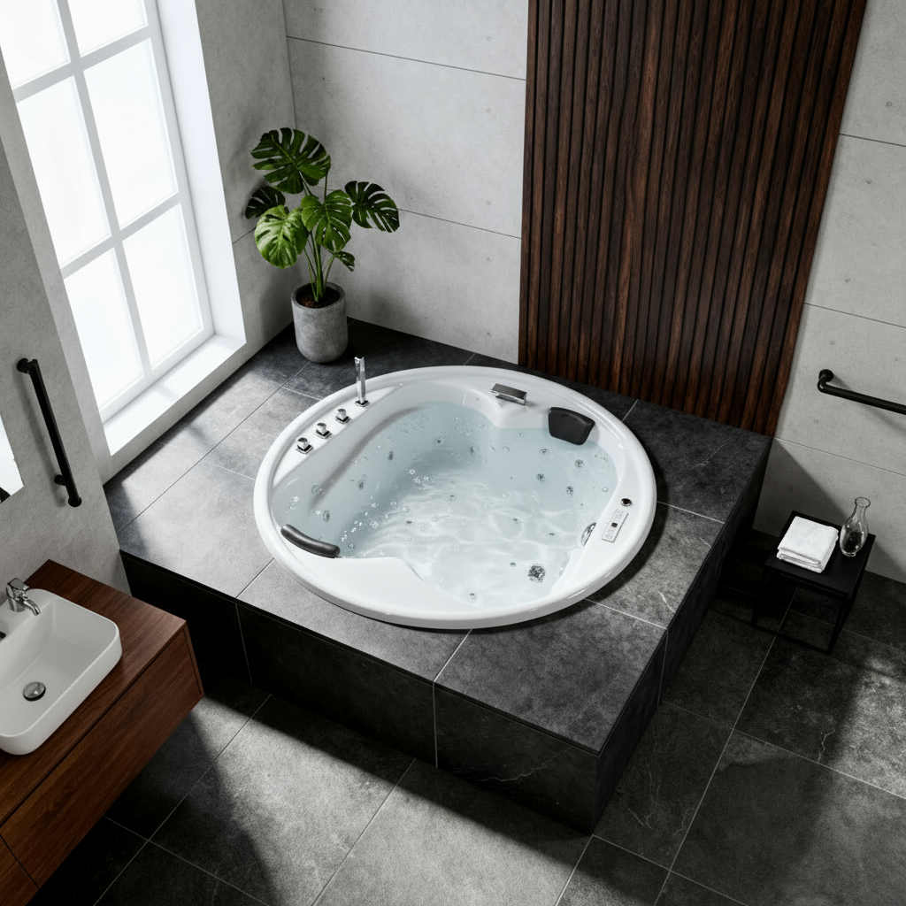 Vidal-XXL Indoor Whirlpool Badewanne – 28 Massagedüsen, LED, Ozon & Heizung
