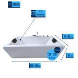 X-Tube Badewanne für 2 Personen - LED Ambiente, Wasserfall und Kopfstützen