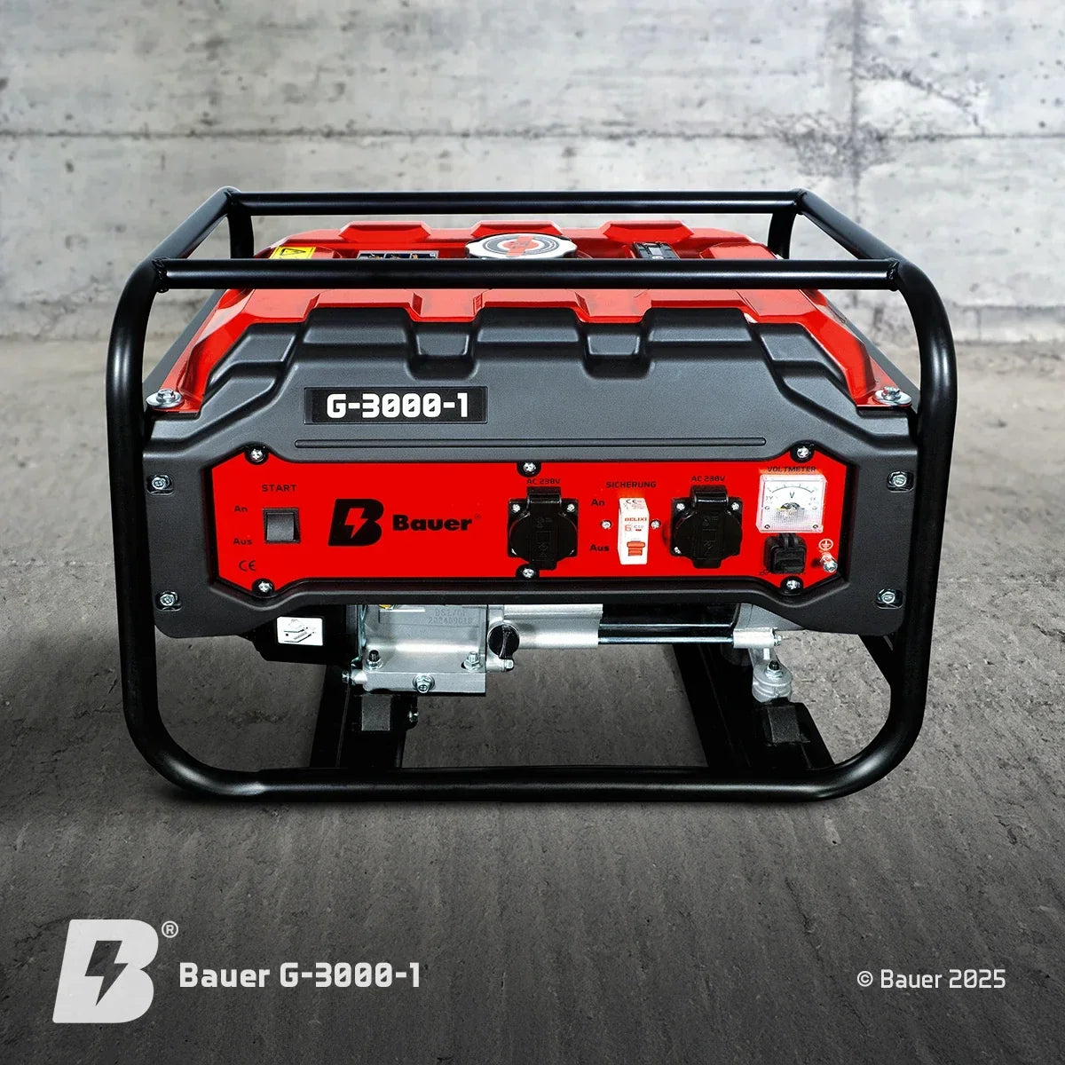 Bauer G-3000-1 | 3000 Watt / 3 kW | Kompakter Generator | Stromerzeuger I Notstromgenerator