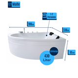Delta-XL Indoor Whirlpool Badewanne – 25 Massagedüsen, LED, Ozon & Heizung