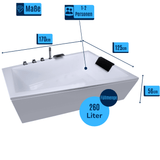 Diagool Badewanne für 2 Personen - LED Ambiente, Wasserfall und Kopfstützen