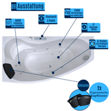 Mini Corner Indoor Whirlpool Badewanne – 17 Massagedüsen, LED, Ozon & Heizung