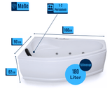 Mini Corner Indoor Whirlpool Badewanne – 17 Massagedüsen, LED, Ozon & Heizung
