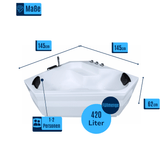 Samoa Badewanne für 2 Personen - LED Ambiente, Wasserfall und Kopfstützen