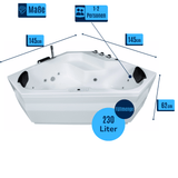 Samoa Indoor Eck-Whirlpool Badewanne – 24 Massagedüsen, LED, Ozon & Heizung
