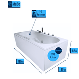 Trento Indoor Whirlpool Badewanne – 20 Massagedüsen, LED, Ozon & Heizung